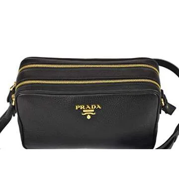 Prada Women's Black Vitello Phenix Crossbody Bag 1BH079