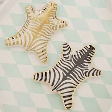 Stylish Zebra Stripe Jewelry Tray - NUYKOUY Ceramic Dish