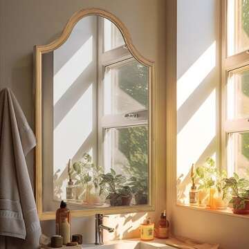 WallBeyond Arched Wood Mirror 24" x 36" Farmhouse Arched Wall Mirror for Bathroom Wood Wall Decor Mirror for Hallway Bedroom Living Room