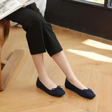 AprCoco Women's Stylish Bowknot Ballet Knit Flats - Comfort & Versatility