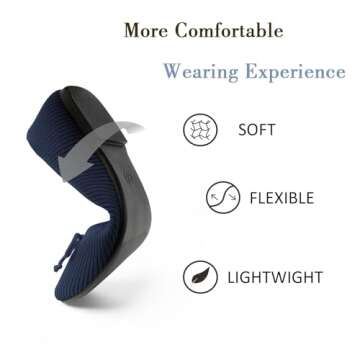 AprCoco Women's Flats Bowknot Ballet Knit Foldable Flats for Women Square Toe Ballet Comfort Light Shoes Office Low Top Flats,Size 09，Navy