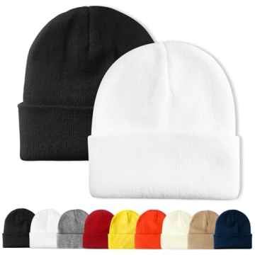 PFFY 2 Packs Unisex Knit Beanie Hats - Warm & Stylish Winter Essential
