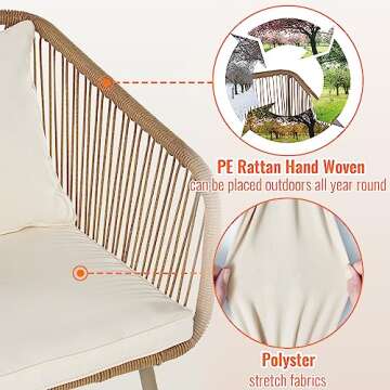 Stylish 3-Piece Outdoor PE Rattan Bistro Set