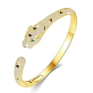 VICISION Panther Bracelet/Panther Ring, Gold/Silver Leopard Design Bangle/Ring, Gifts for Mom Wife G...