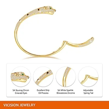 VICISION Panther Bracelet/Panther Ring, Gold/Silver Leopard Design Bangle/Ring, Gifts for Mom Wife Girlfriend Her on Anniversary Valentines Day Mothers Day Christmas Birthday Gifts for Women