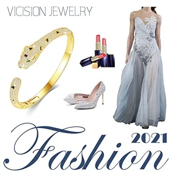 VICISION Panther Bracelet/Panther Ring, Gold/Silver Leopard Design Bangle/Ring, Gifts for Mom Wife Girlfriend Her on Anniversary Valentines Day Mothers Day Christmas Birthday Gifts for Women