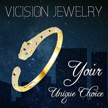 VICISION Panther Bracelet/Panther Ring, Gold/Silver Leopard Design Bangle/Ring, Gifts for Mom Wife Girlfriend Her on Anniversary Valentines Day Mothers Day Christmas Birthday Gifts for Women