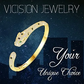 VICISION Panther Bracelet/Panther Ring, Gold/Silver Leopard Design Bangle/Ring, Gifts for Mom Wife Girlfriend Her on Anniversary Valentines Day Mothers Day Christmas Birthday Gifts for Women
