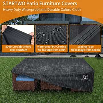 STARTWO Heavy Duty Patio Furniture Cover 126x126x28