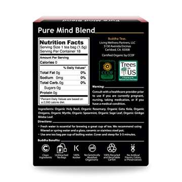 Buddha Teas - Organic Pure Mind Blend - Herbal Tea - For Health & Wellbeing - With Antioxidants & Mi...