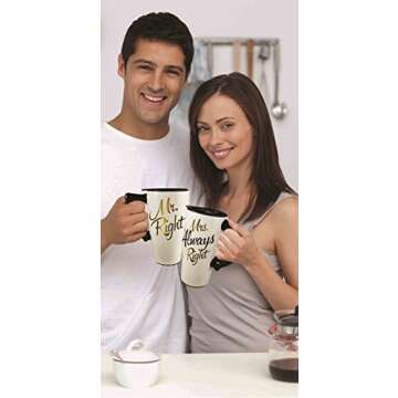 Spoontiques - Ceramic Travel Mugs - Positive Affirmations Cup - Hot or Cold Beverages - Gift for Cof...