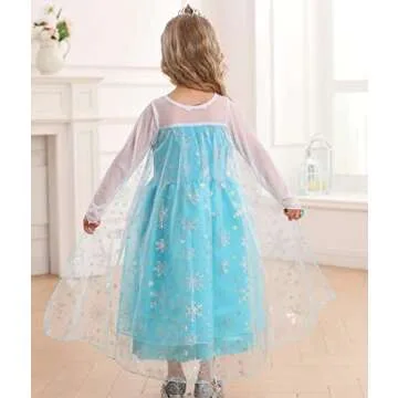 iTVTi Little Girls Princess Costume Blue Cosplay Dress up for Halloween Party with Accessories, Blue, 4-5 Years (Label 120)