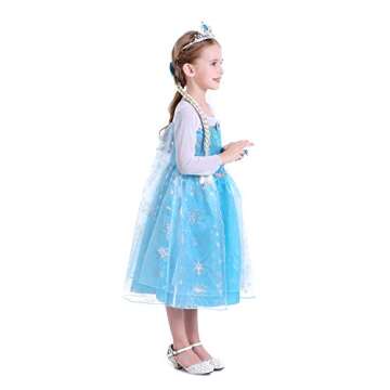 iTVTi Little Girls Princess Costume Blue Cosplay Dress up for Halloween Party with Accessories, Blue, 4-5 Years (Label 120)