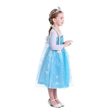 iTVTi Little Girls Princess Costume Blue Cosplay Dress up for Halloween Party with Accessories, Blue, 4-5 Years (Label 120)