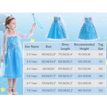 iTVTi Little Girls Princess Costume Blue Cosplay Dress up for Halloween Party with Accessories, Blue, 4-5 Years (Label 120)