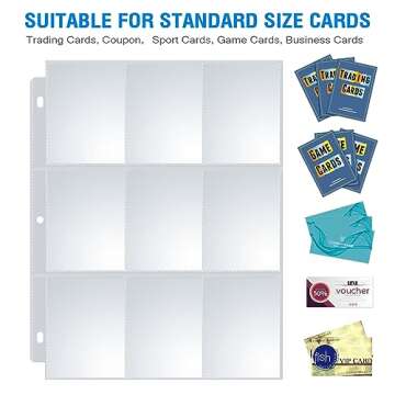 36 Pack 9 Pocket Page Protector, Sooez Trading Card Sleeves Pages Baseball for 3 Ring Binder, Sheets...