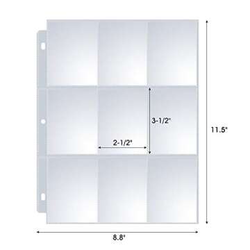 36 Pack 9 Pocket Page Protector, Sooez Trading Card Sleeves Pages Baseball for 3 Ring Binder, Sheets Standard Size Cards, Sport Game Business Cards