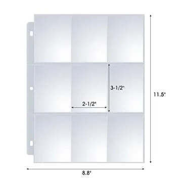 36 Pack 9 Pocket Page Protector, Sooez Trading Card Sleeves Pages Baseball for 3 Ring Binder, Sheets Standard Size Cards, Sport Game Business Cards