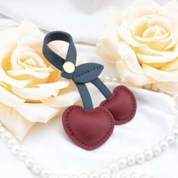 AOBIURV Cherry Bag Charm with Key Ring Cut Keychain Purse For Handbags Cherry Purse Cherry