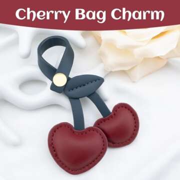 AOBIURV Cherry Bag Charm with Key Ring Cut Keychain Purse For Handbags Cherry Purse Cherry