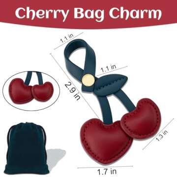 AOBIURV Cherry Bag Charm with Key Ring Cut Keychain Purse For Handbags Cherry Purse Cherry