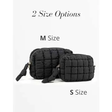 Yarnic Quilted Makeup Bag Cosmetic Bag, Travel Toiletry Bag for Women, Cute Makeup Bag Organizer Puffer Makeup Pouch (S, Pink)