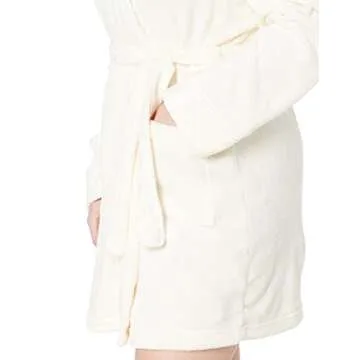 Amazon Essentials Women's Mid-Length Plush Robe (Available in Plus Size), Cream, Large