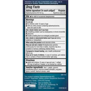 Unisom Nighttime Sleep-Aid Gels, Diphenhydramine HCI 50mg, 100 Count