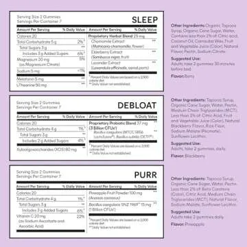 Lemme Sleep, Debloat & Purr Variety Sampler Pack | Melatonin & Magnesium for Sleep | Probiotics & Prebiotics for Bloating | Vaginal Probiotic & Pineapple Gummies - Vegan, Gluten-Free, Non-GMO - 14ct