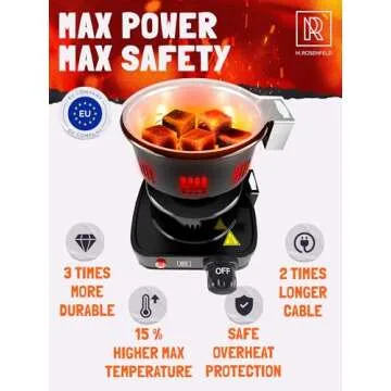 Hookah Coal Burner for Hookah – Premium FIRE Tower Multipurpose Electric Stove for Hookah Coals Burner for Shisha, Free Hookah Tongs, overheat Protection, Hookah Charcoal Burner for Hookah Cubes