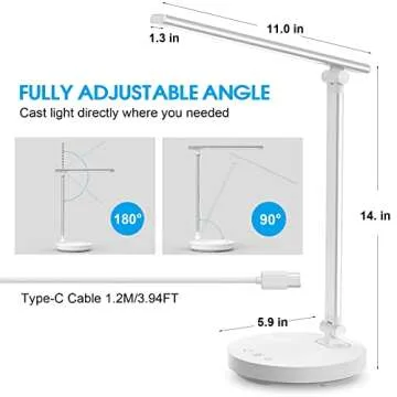 BEYONDOP LED Desk Lamp, Dimmable Desk Light Touch Control with 5 Lighting & 5 Brightness Level, Eye Caring Reading Lamp, Desk Lamps for Home Office, Foldable Table Lamp for Study Dorm School Gifts