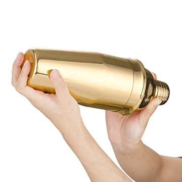 LUCKYGOOBO Cocktail Shaker,24 oz Martini Shaker,Food Grade Stainless Steel Martini Mixer Built-in Strainer,Drink Shaker,Bartender Kit Gifts. (Gold)