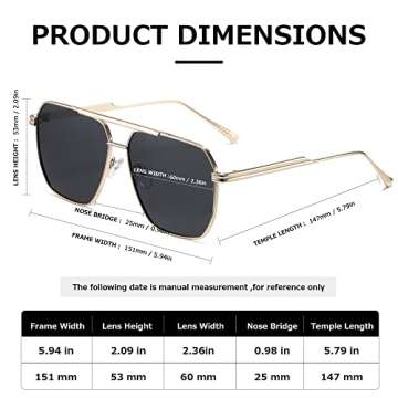 kimorn Polarized Sunglasses Womens Men Retro Oversized Square Vintage Shades Classic Large Metal Sun Glasses K1221