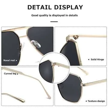 kimorn Polarized Sunglasses Womens Men Retro Oversized Square Vintage Shades Classic Large Metal Sun Glasses K1221