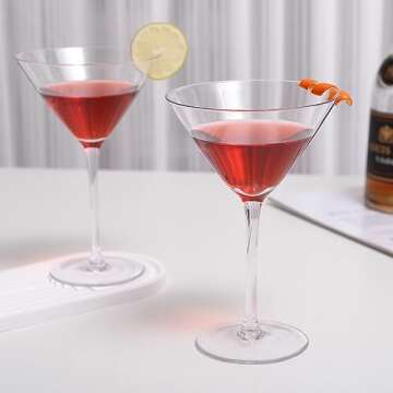 VENVENWEAVS Martini Glasses Set of 2,Hand-blown 9.2OZ Crystal Cocktail Glasses for Espresso Martini,Cosmopolitan,Manhattan,Gimlet,Home Bar,Cocktail Party,Stemless Martini Glassware Gift Set