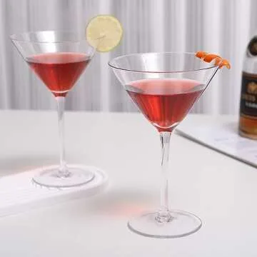 VENVENWEAVS Martini Glasses Set of 2,Hand-blown 9.2OZ Crystal Cocktail Glasses for Espresso Martini,Cosmopolitan,Manhattan,Gimlet,Home Bar,Cocktail Party,Stemless Martini Glassware Gift Set