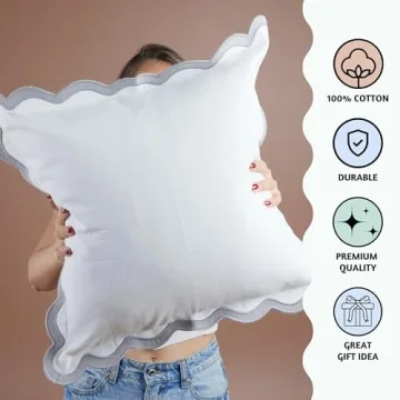 Folkulture 18x18 Scallop Throw Pillow Covers Set of 2