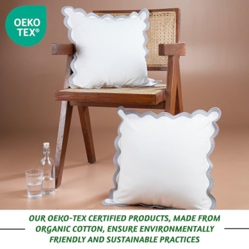 Folkulture 18x18 Scallop Throw Pillow Covers Set of 2