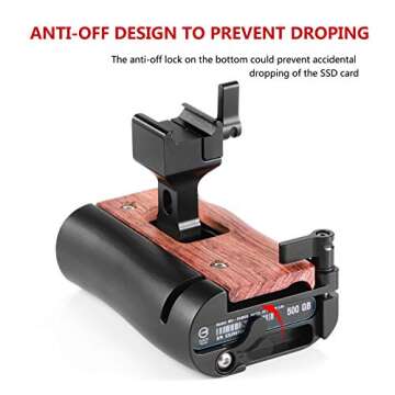 SmallRig NATO Handle Wooden Wood Handgrip for BMPCC 4K & 6K and Z-CAM E2, for Samsung T5 SSD – HSN2270