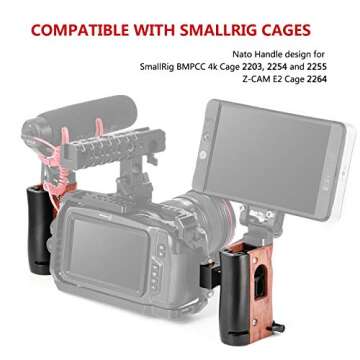 SmallRig NATO Handle Wooden Wood Handgrip for BMPCC 4K & 6K and Z-CAM E2, for Samsung T5 SSD – HSN2270