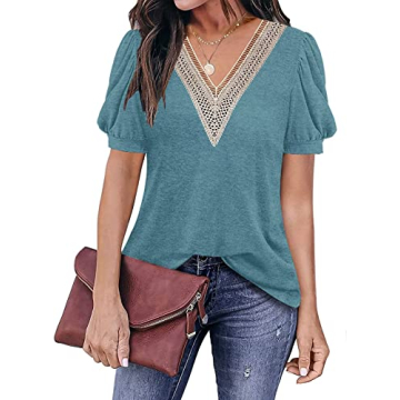 ETCYY Women’s Stylish Casual Puff Sleeve Summer Top