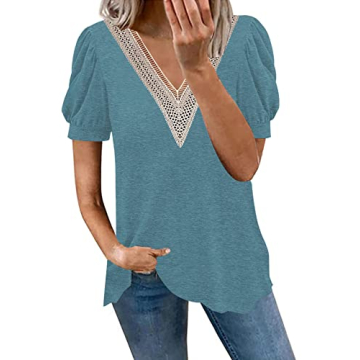 ETCYY Women’s Stylish Casual Puff Sleeve Summer Top