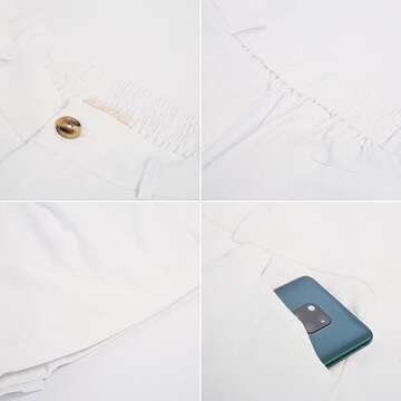 Women Plus Size High Waist Shorts Vintage Wide Leg Shorts Bermuda Shorts (Black+White, 2XL)