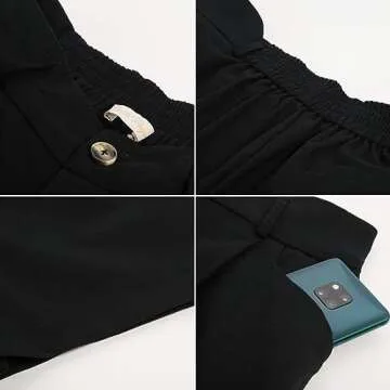 Women Plus Size High Waist Shorts Vintage Wide Leg Shorts Bermuda Shorts (Black+White, 2XL)