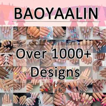 BAOYAALIN Coffin Press on Nails with 3D Rhinestones