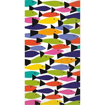 Boston International IHR 3-Ply Guest/Dinner Paper Napkins, 8.5" x 4.5", Rainbow, 16-Count