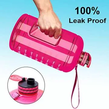 Venture Pal Large 1 Gallon/128 OZ & 74 OZ Motivational Leakproof BPA Free Water Bottle With Time Marker Perfect for Fitness Gym Camping Outdoor Sports-1Gallon-Pink