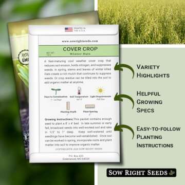 Sow Right Seeds - Winter Oats Seed for Planting - Cover Crops to Plant in Your Home Vegetable Garden...
