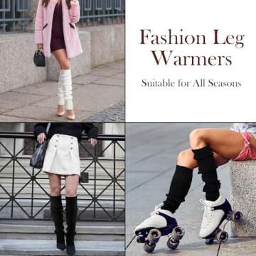 Clothirily Leg Warmers - Fashion Knit Neon Leg Warmers for Women 80s Sports Party Yoga Accessories 2 Pairs, Black