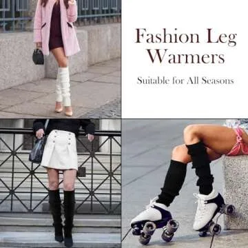 Clothirily Leg Warmers - Fashion Knit Neon Leg Warmers for Women 80s Sports Party Yoga Accessories 2 Pairs, Black